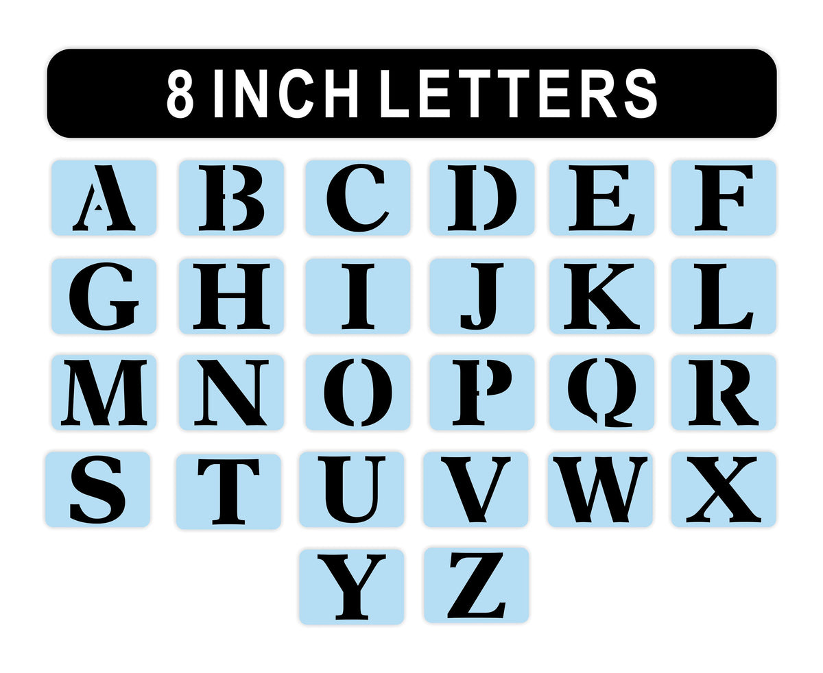 26 Piece Alphabet Letter Stencils Kit - 8 Inch Letters - Paint Your Ow – Barn Star Stencils 26-piece-alphabet-letter-stencils-kit-8-inch-letters-paint-your-ow-barn-star-stencils