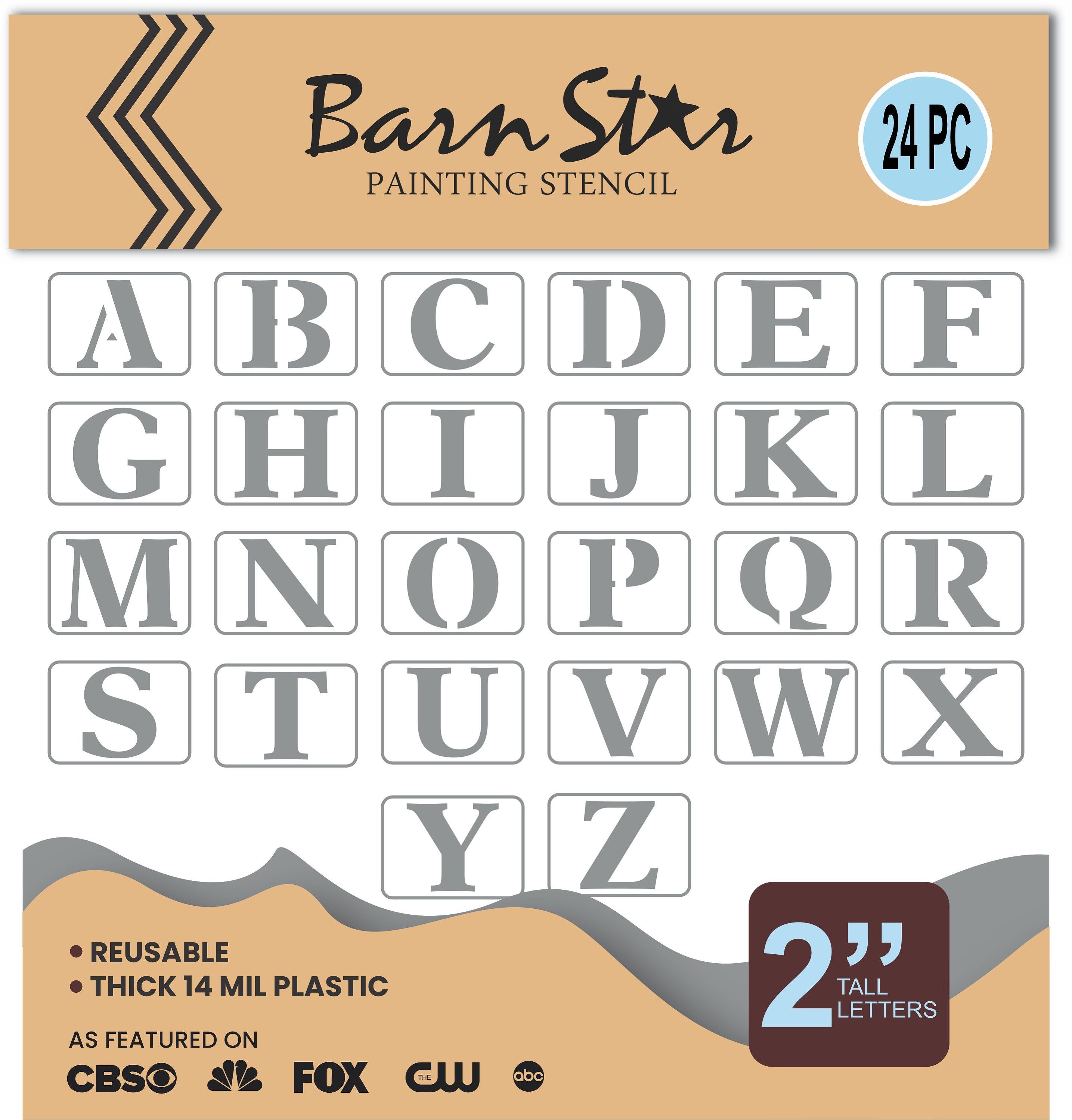 26 Piece Alphabet Letter Stencils Kit - 7 Inch Letters - Paint